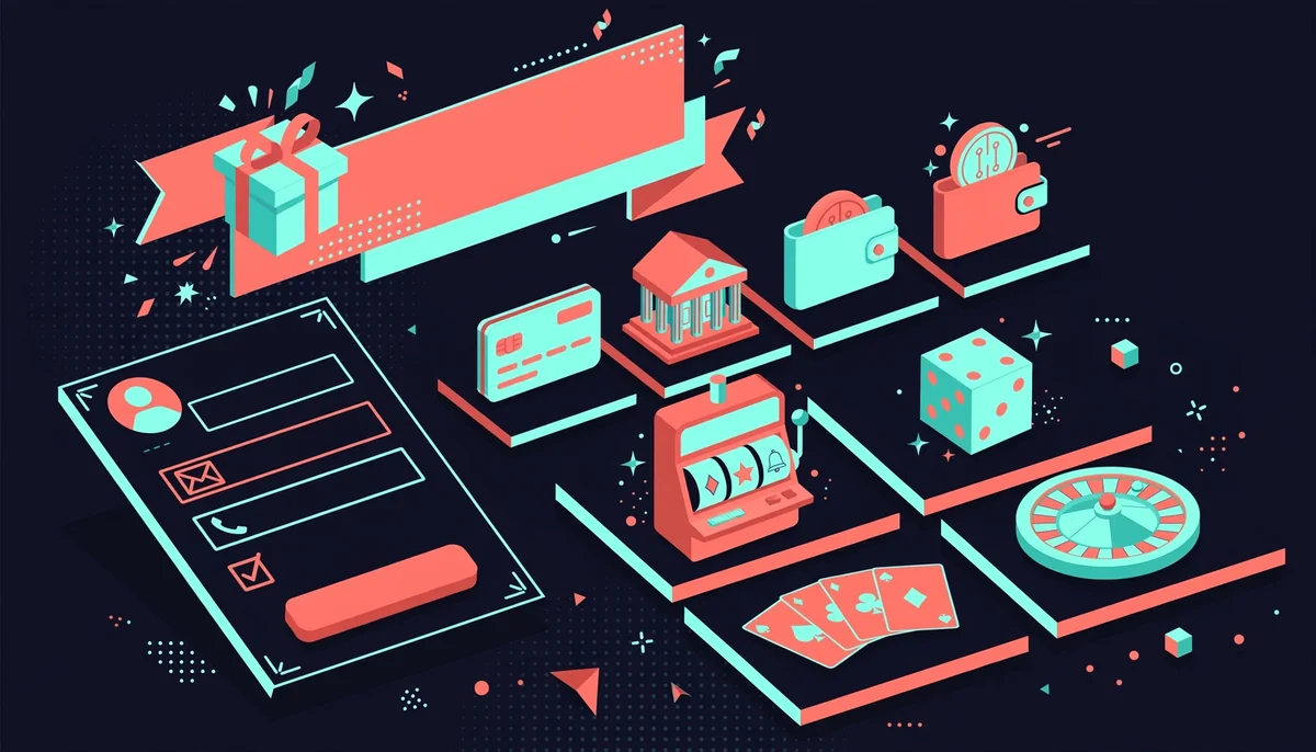 Isometric casino website with bonus, registration, banking, and games