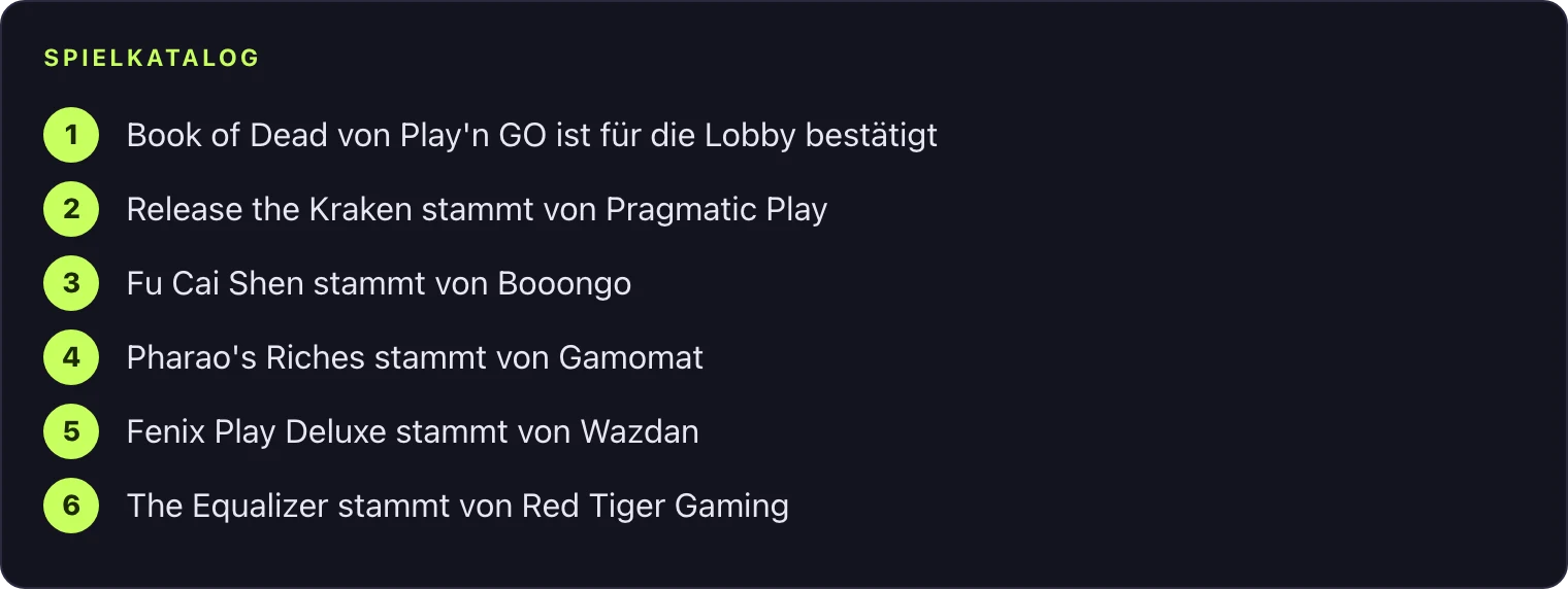 Spiele und Studios im Katalog